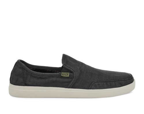 Férfi Sidewalk Surfers - Sanuk Vagabond Slip-On Sneaker Wash Vegan - Sanuk Fekete Cipő JVGWEO281